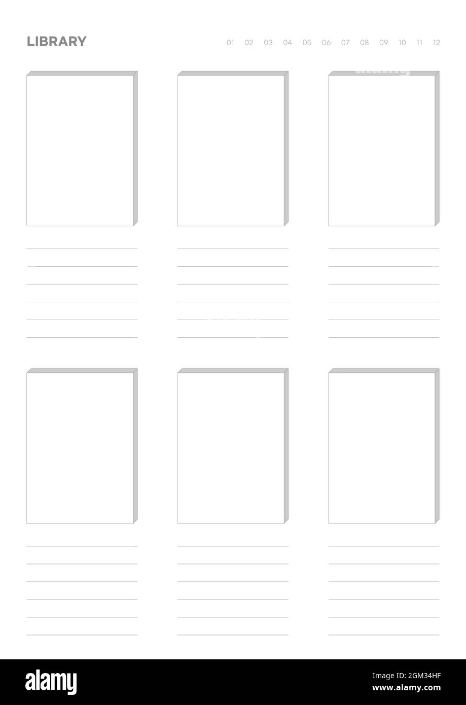 Note, scheduler, diary, planner document template illustration. My book reading review list. Stock Photo