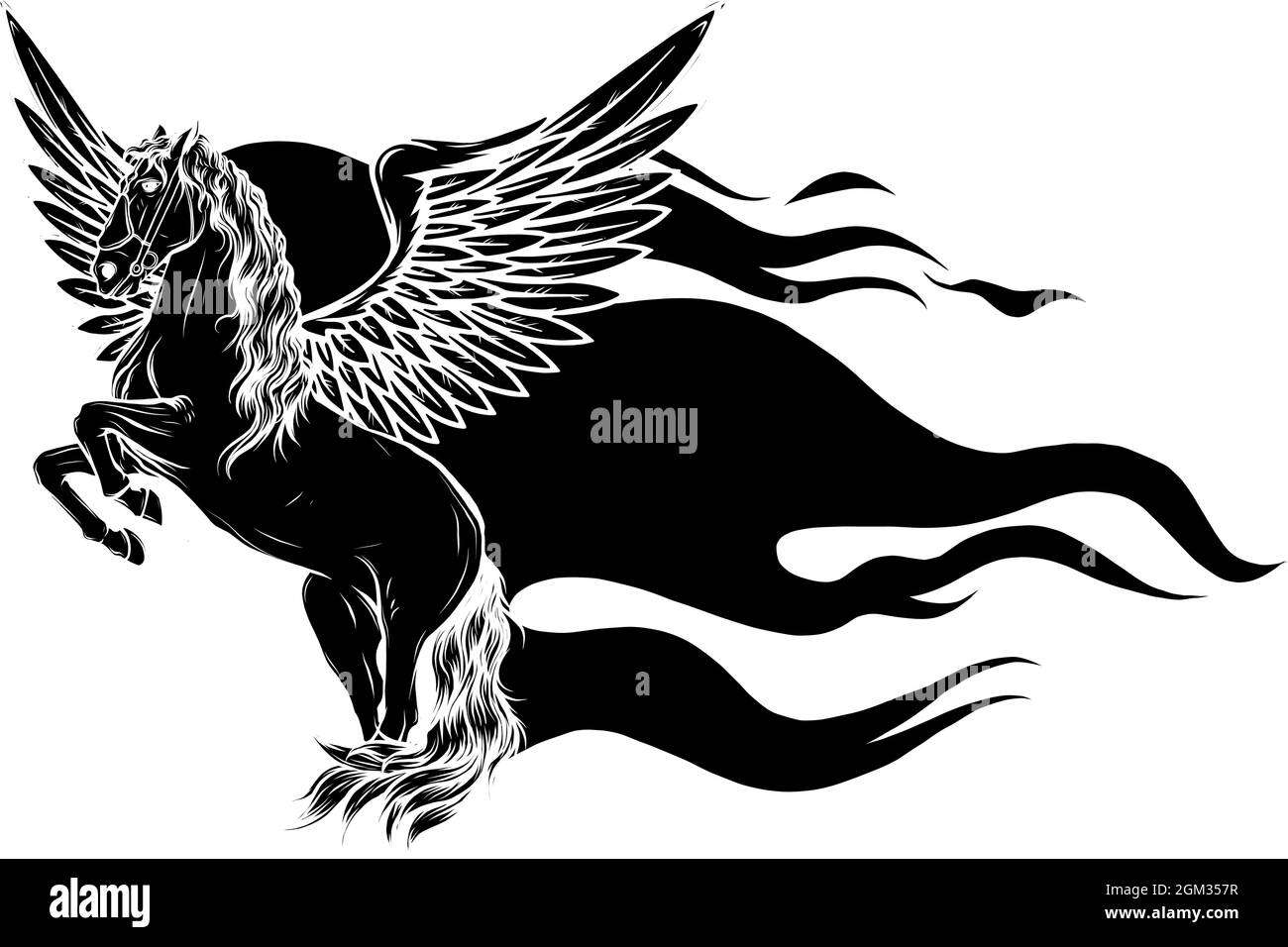 vector illustration of Horse with Wing Tattoo Stock Vector