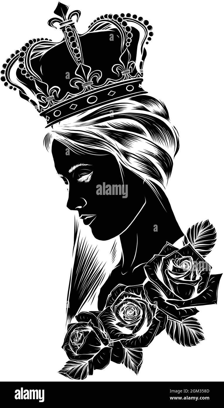 Profile of a princess or queen. Vector silhouette icon illustration. Cute  pritty girl portrait Stock Vector Image & Art - Alamy