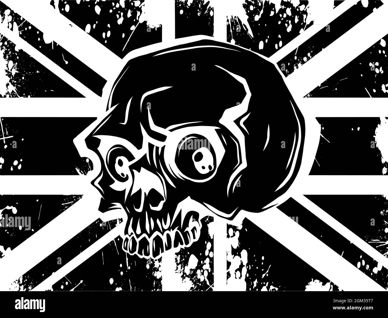 British flag with skull head vector illustration Stock Vector