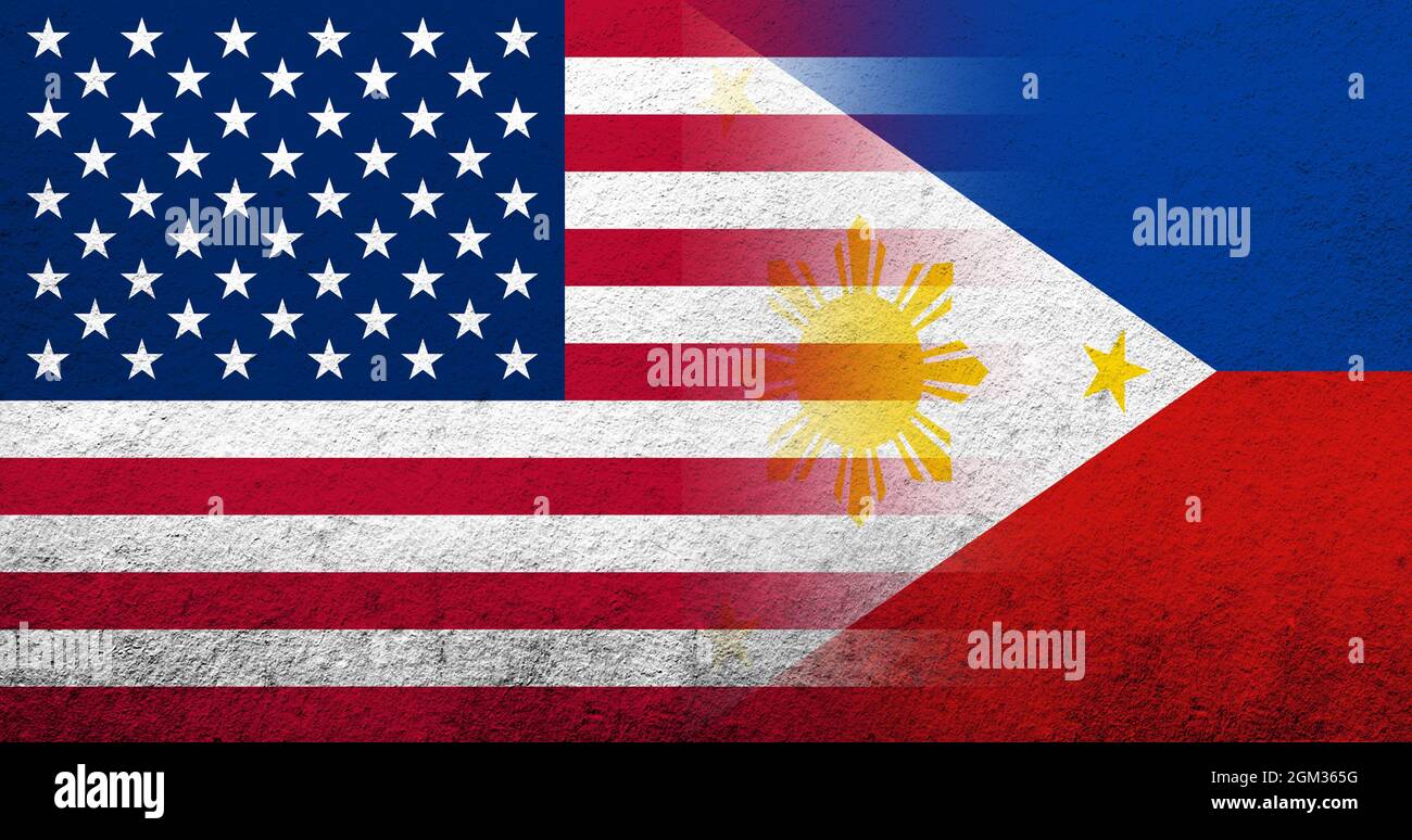 United States of America (USA) national flag with Philippines National