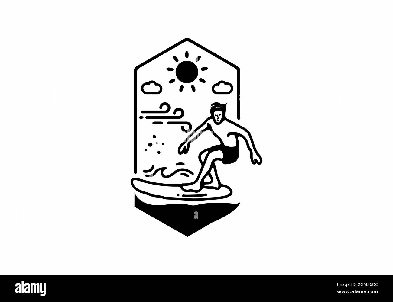 Man surfing line art illustration design Stock Vector Image & Art - Alamy
