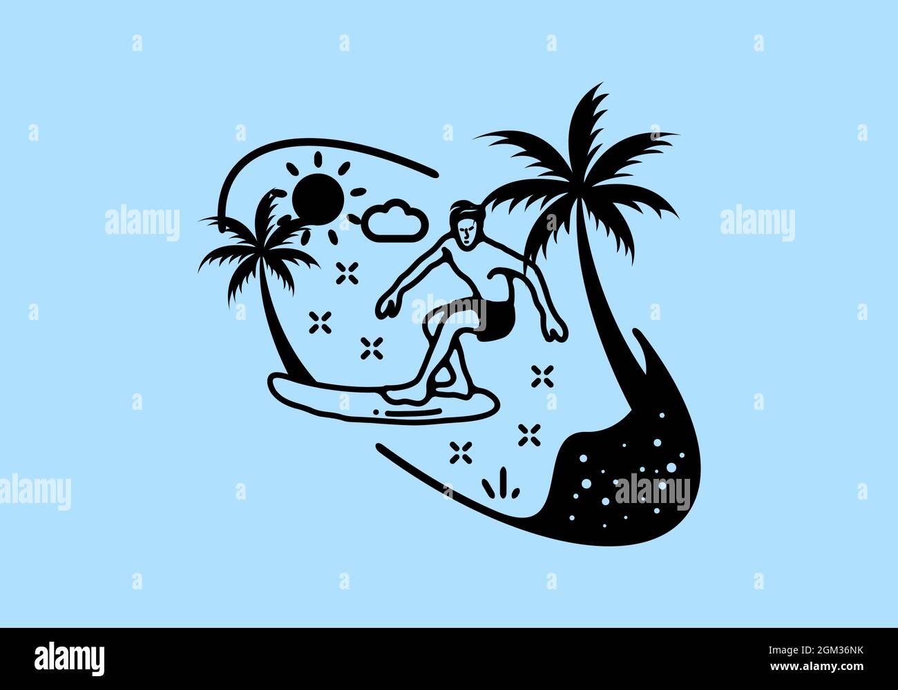 Man surfing line art illustration design Stock Vector Image & Art - Alamy