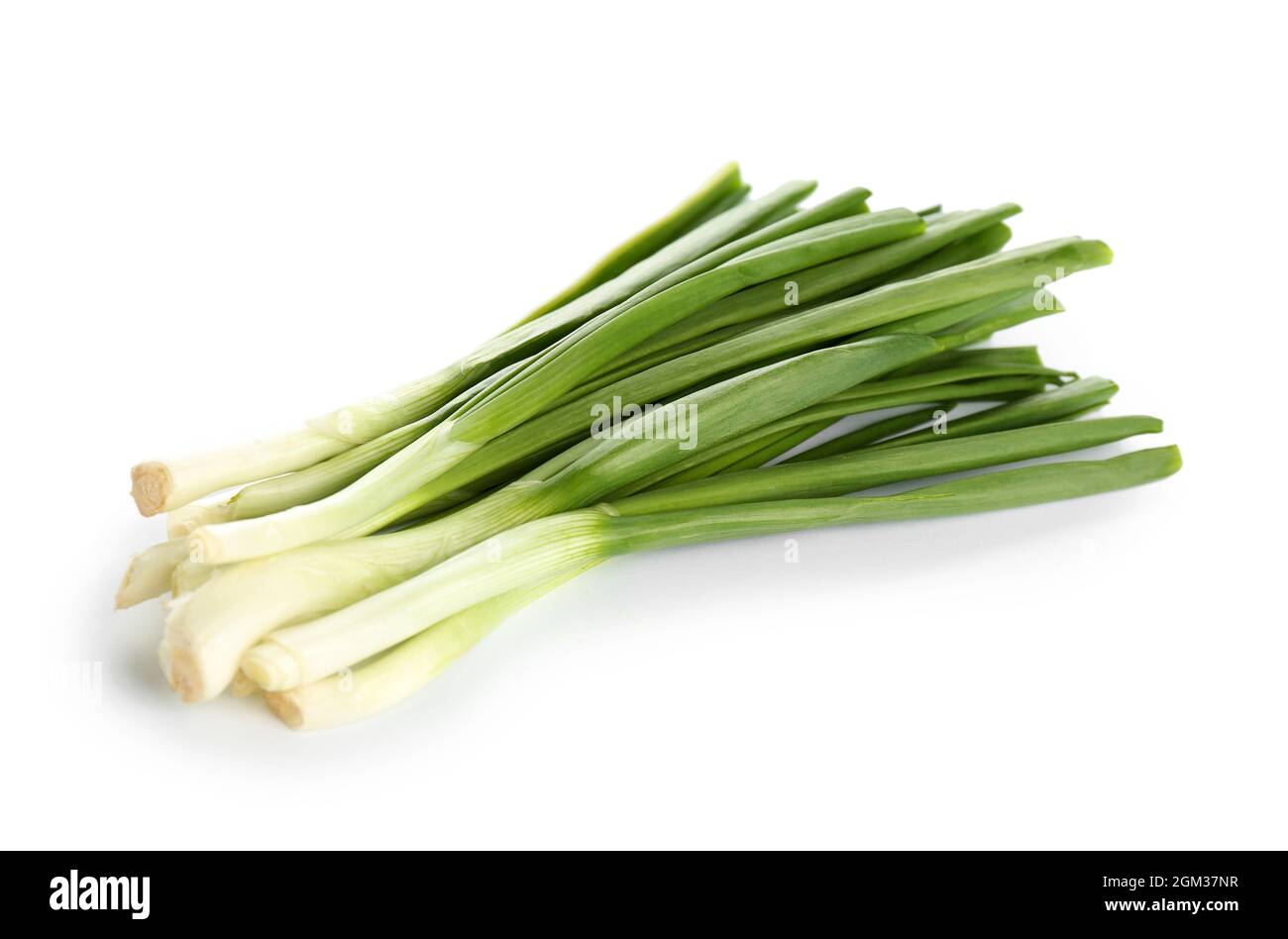 Fresh green onion on white background Stock Photo - Alamy