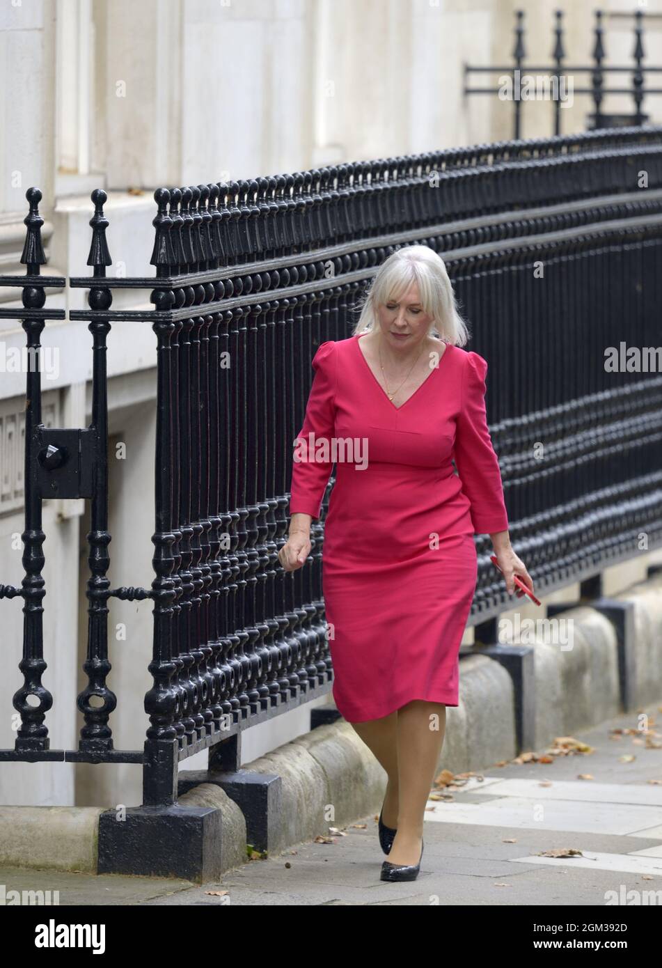Nadine Dorries MP arriving in Downing Street during a cabinet reshuffle in which she was appointed Secretary of State for Digital, Culture, Media and Stock Photo