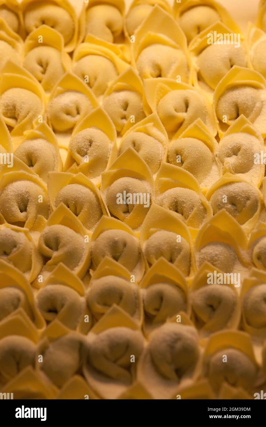 https://c8.alamy.com/comp/2GM39DM/raw-italian-tortellini-fresh-homemade-pasta-ready-to-cook-leid-out-flat-on-the-table-yellow-food-background-2GM39DM.jpg