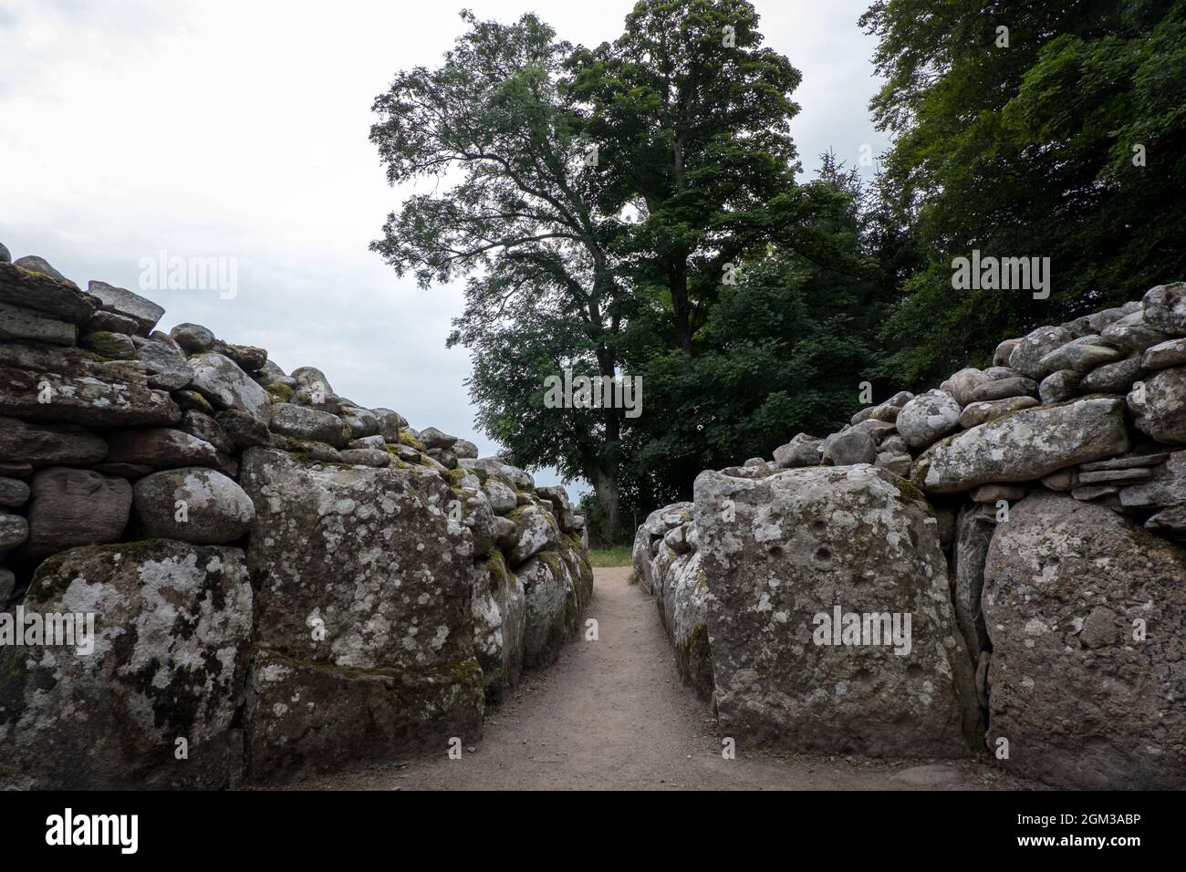 Looking out from inside Clava Cairns Stock Photo