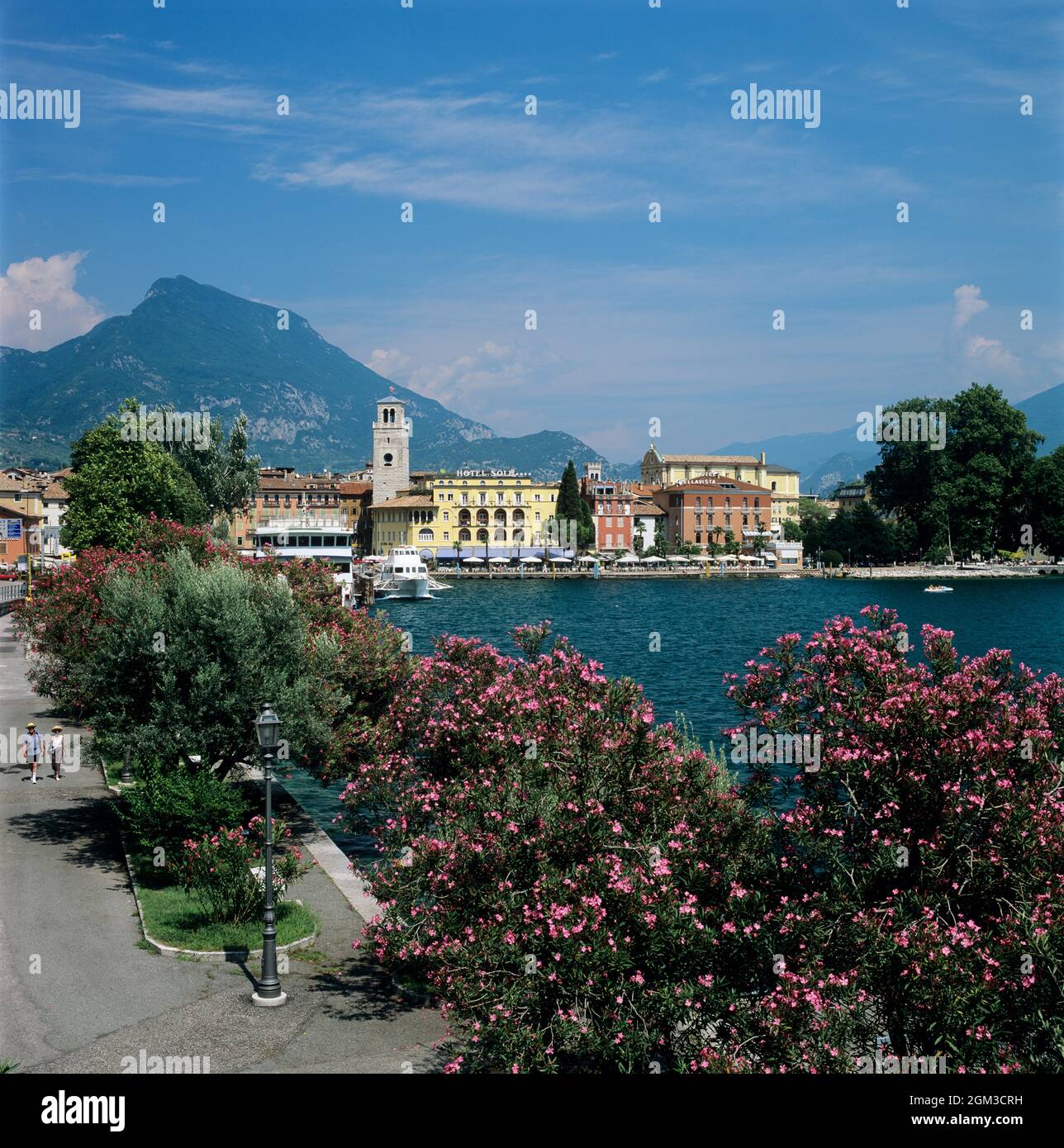 Harbour and town on the north coast of Lake Garda, Riva del Garda, Lake Garda, Trentino Alto Adige, Italy, Europe Stock Photo