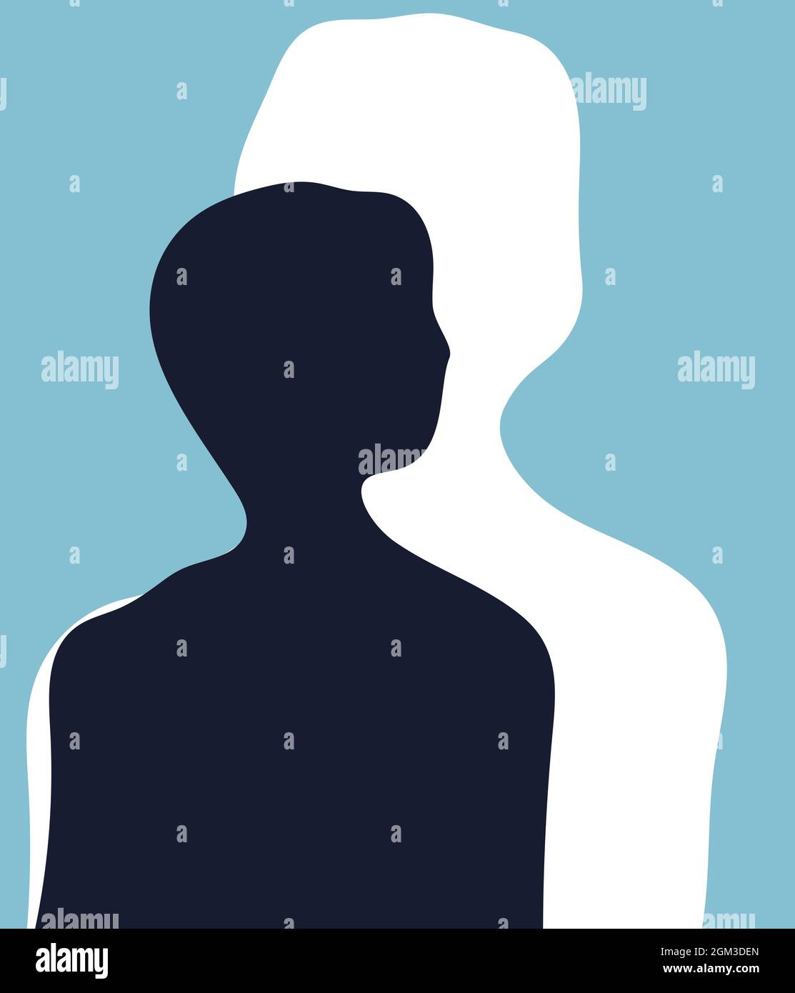 Abstract illustration of human figures with a collage of geometric ...