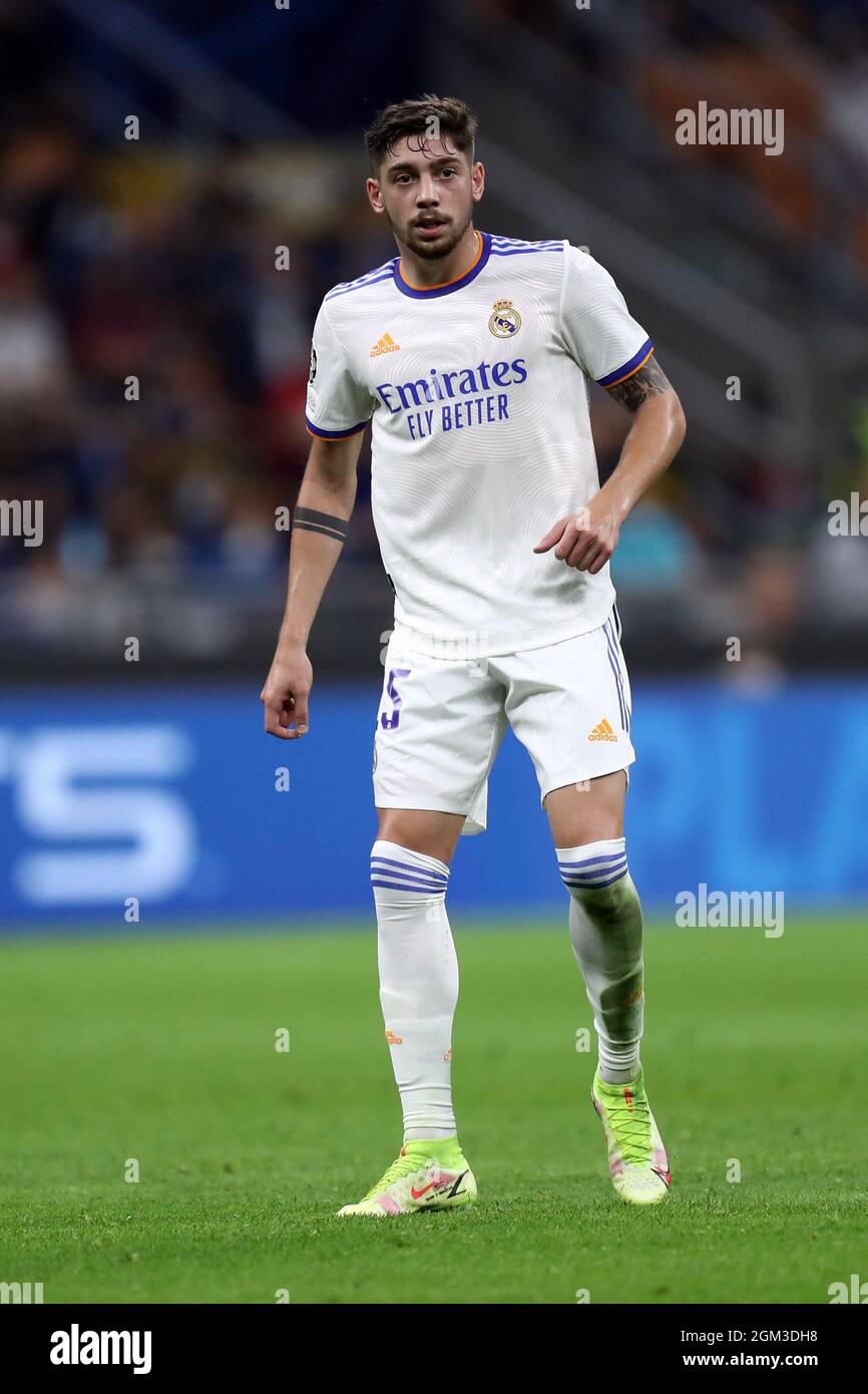 Federico Valverde of Real Madrid Cf  looks on during the Uefa Champions League Group D  match between FC Internazionale and Real Madrid Fc . Stock Photo