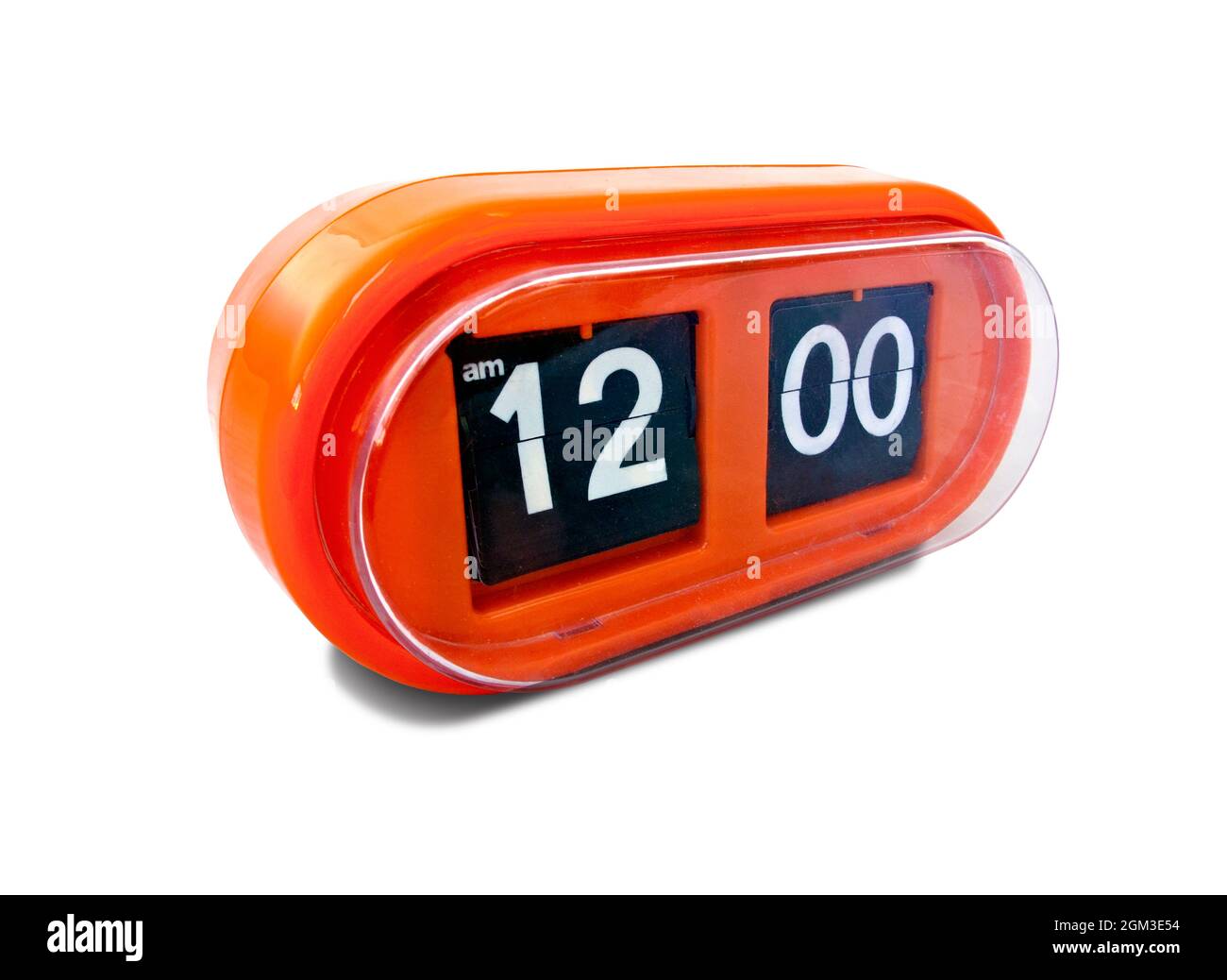 Orange digital flip clock isolated on white background Stock Photo Alamy