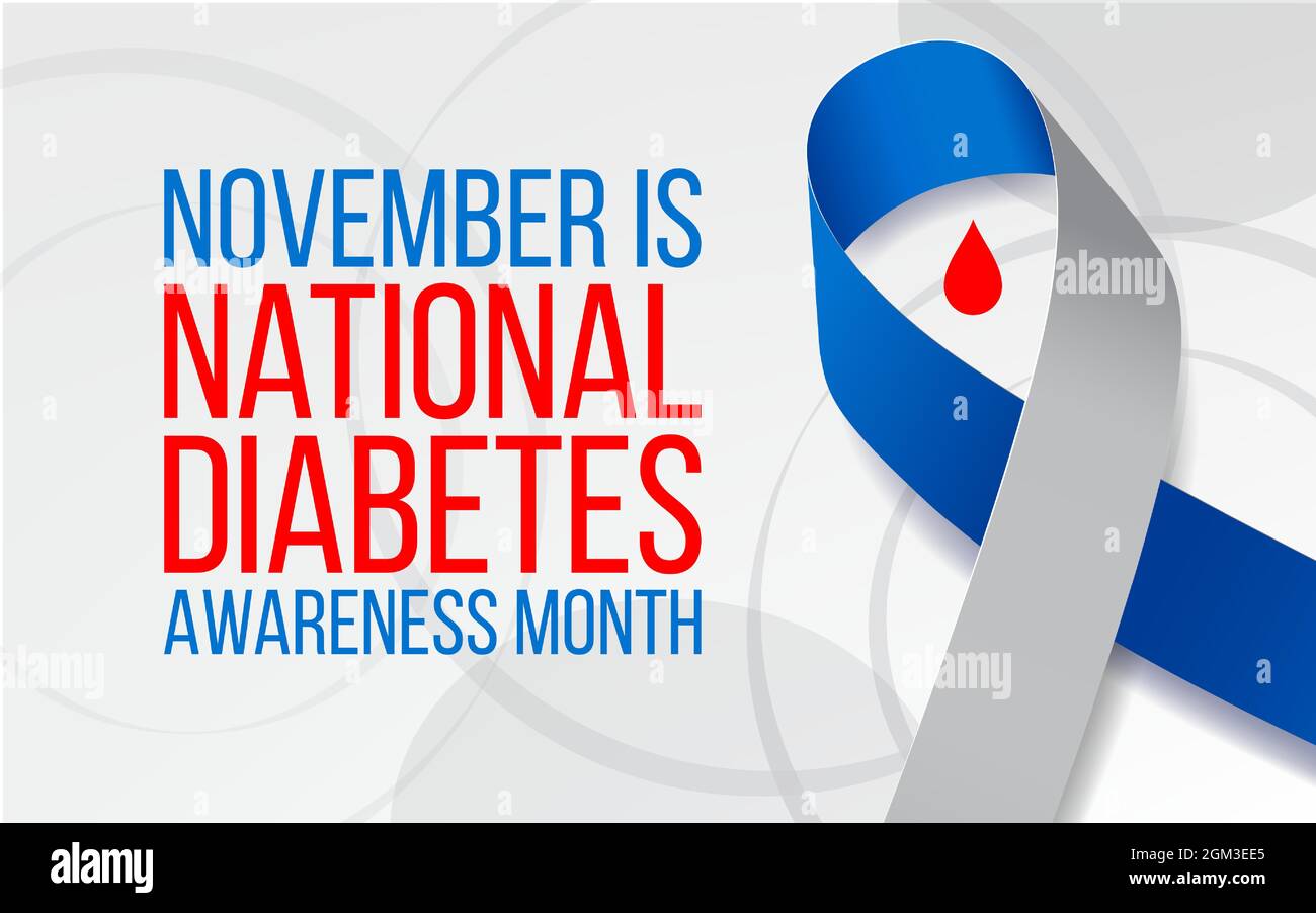 National Diabetes Awareness Month concept. Banner template with blue