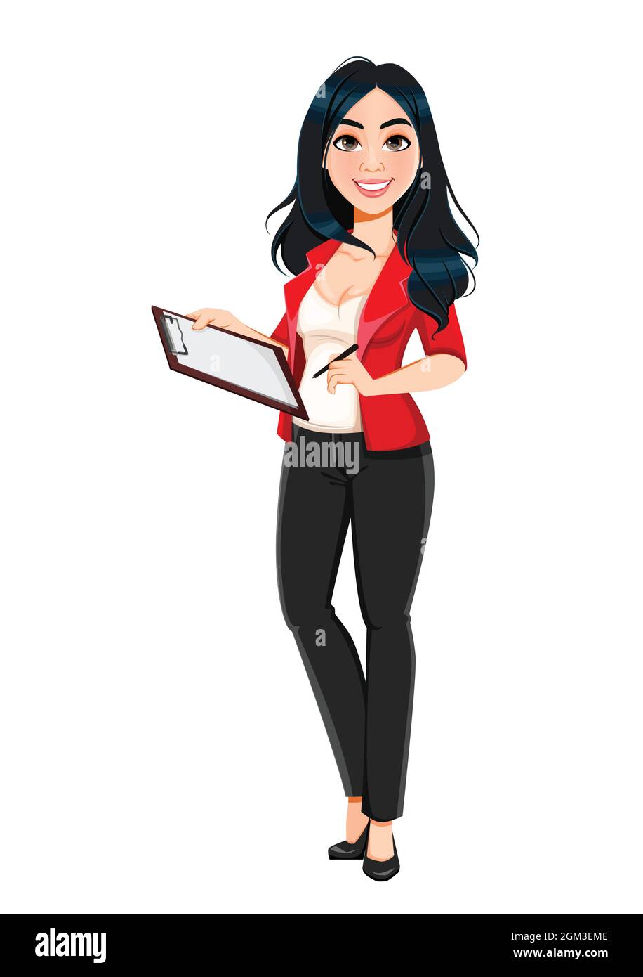 Business woman, manager, banker, beautiful successful girl. Businesswoman  cartoon character holding clipboard. Stock vector illustration Stock Vector  Image & Art - Alamy