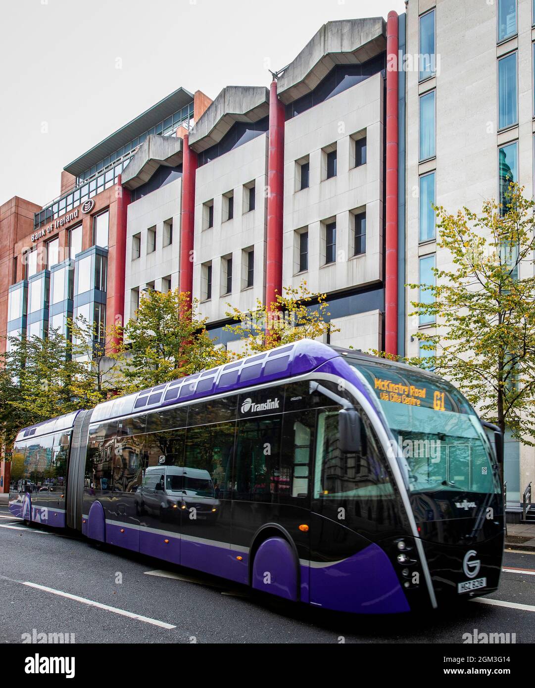 Belfast Glider Bus on the streets of Belfast, Northern Ireland Stock