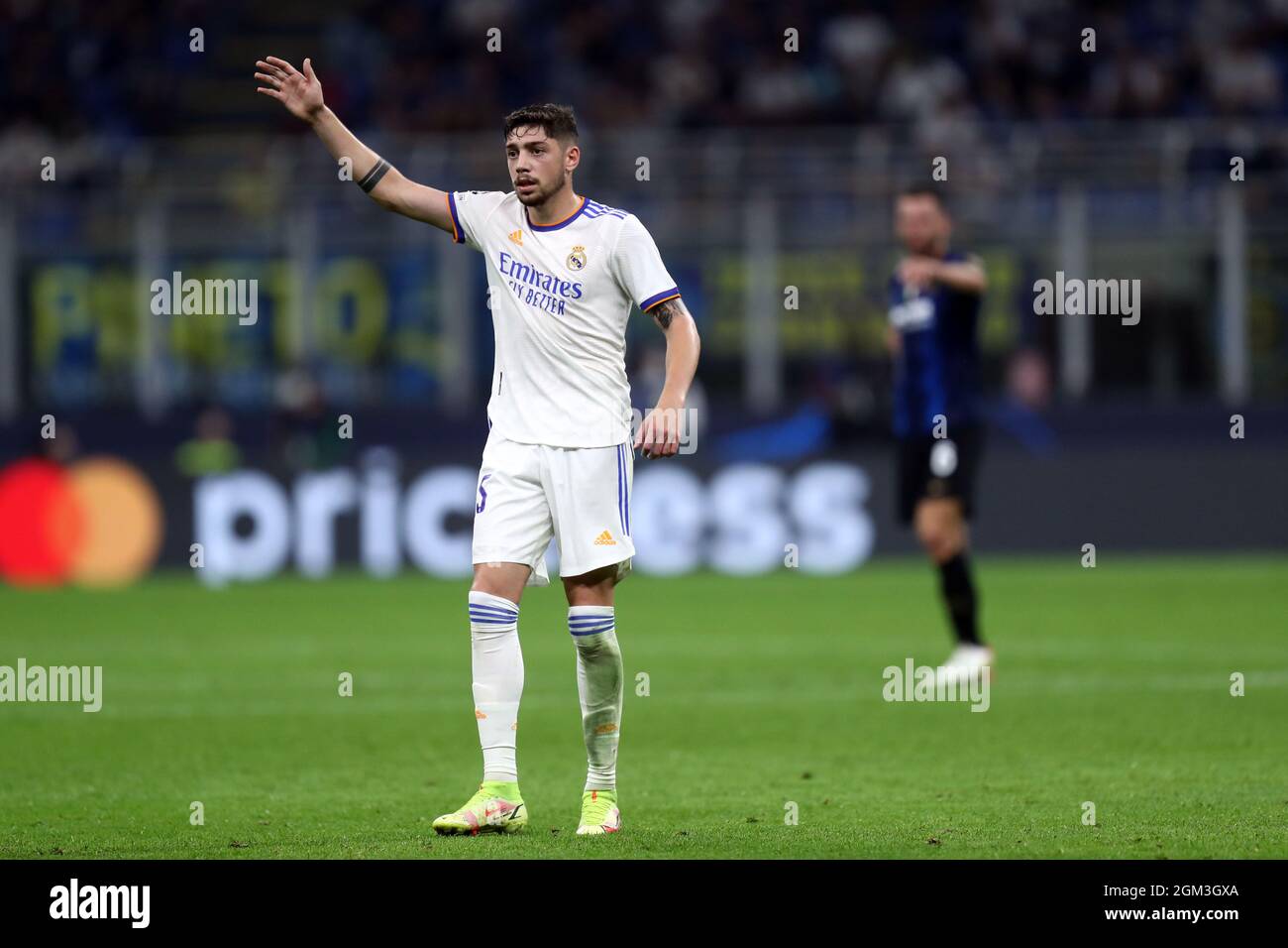 Federico Valverde of Real Madrid Cf  gestures during the  Uefa Champions League Group D  match between FC Internazionale and Real Madrid Fc . Stock Photo