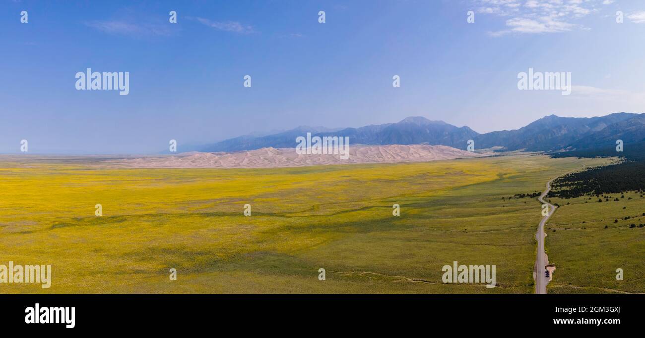 Aerial photograph of Great Sand Dunes National Park near Alamosa ...