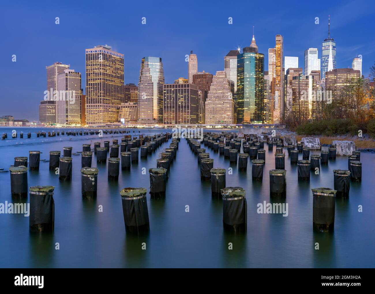 Skyline at night  Manhatten,New York City, North America, USA Stock Photo