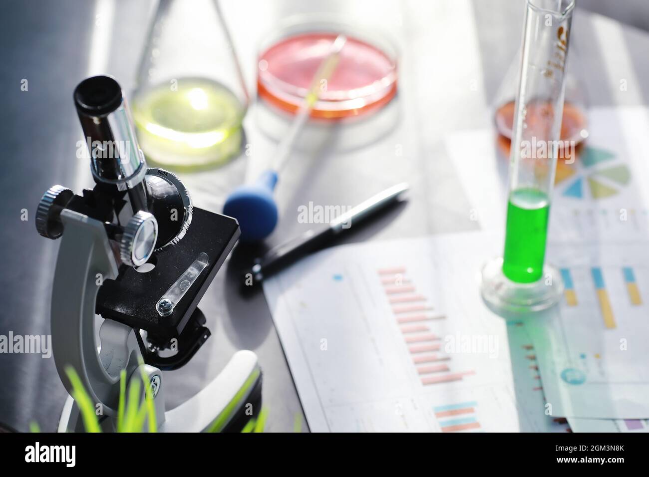 Drug Testing Microscope Laboratory research. Drug testing. Chemical experiments in the ...