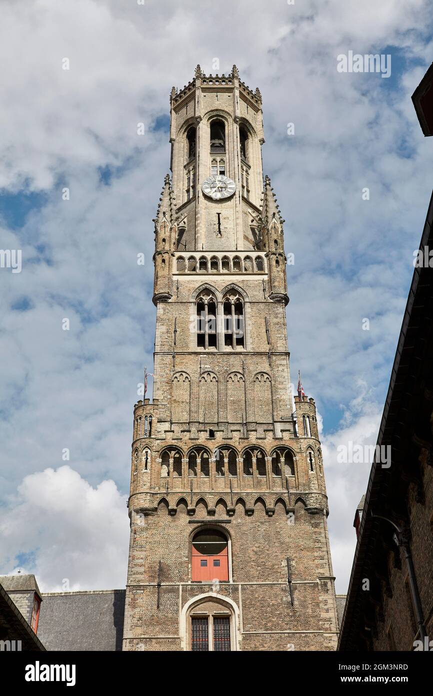 Beffroi. Belfry Tower of Hallen building. Brugge. Flanders. Belgium Stock Photo