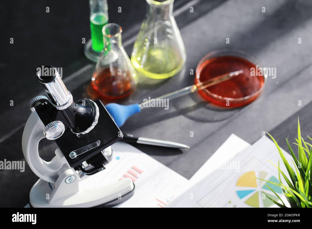 Drug Testing Microscope Laboratory research. Drug testing. Chemical experiments in the ...