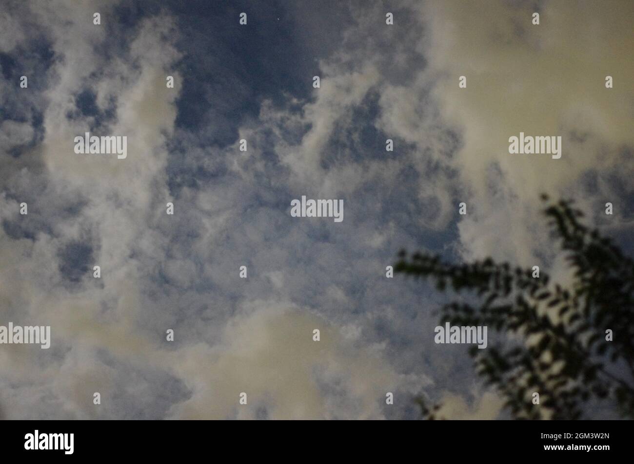 Hazy moon night sky - Altocumulus Stock Photo