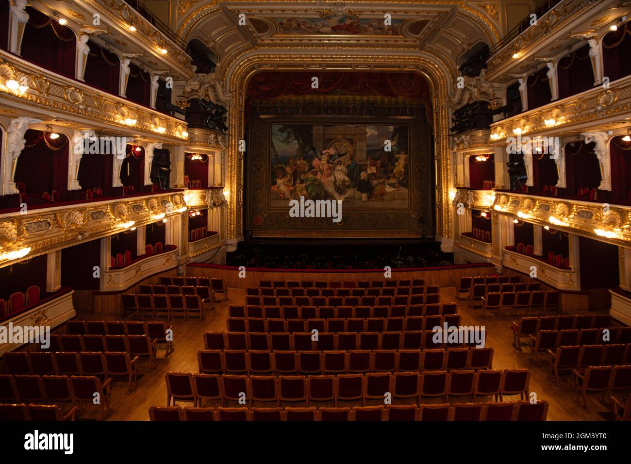 Lviv, Ukraine - September 16, 2021: Lviv opera house interior Stock Photo