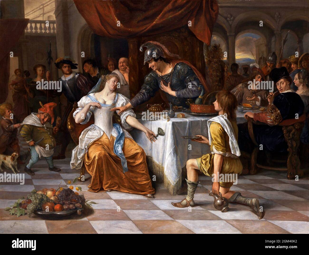 Jan Steen. 'Banquet of Anthony and Cleopatra' by the Dutch Golden Age artist, Jan Havickszoon Steen (c. 1626-1679), oil on canvas, c. 1673-75 Stock Photo