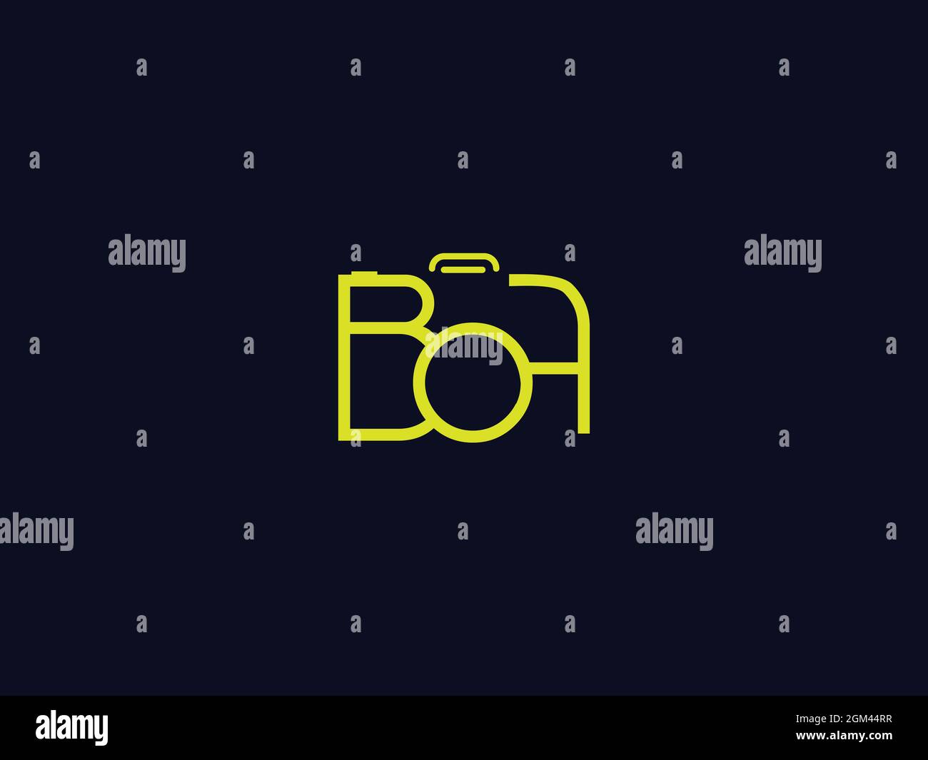 LETTERS BOA WITH CAMERA SIGN LOGO DESIGN Stock Vector