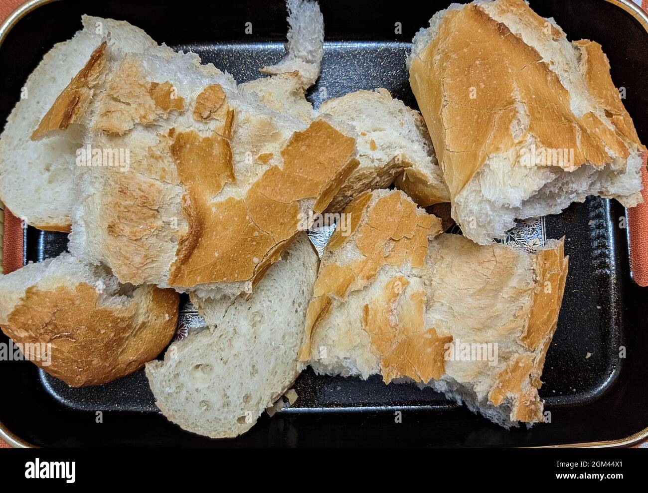 fresh uneven structure of the pulp broken hands on a few pieces of a