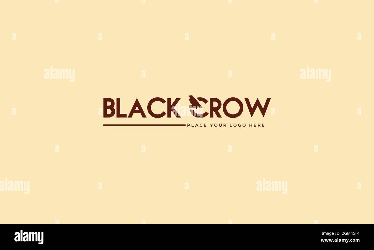 BLACK CROW LOGO WITH NEGATIVE SPACE EFFECT FOR ILLUSTRATION USE Stock Vector