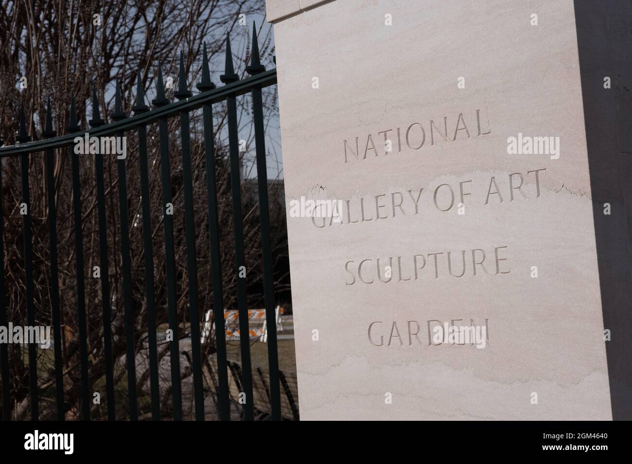 National Gallery of Art Sculpture Garden Sign Stock Photo