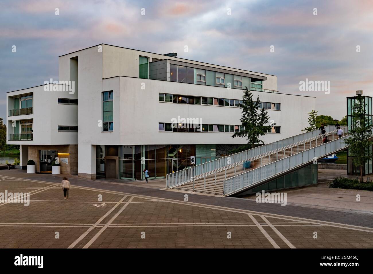 Partial view of Plein 1992 in Maastricht named after the Treaty signed in  1992 with a view on the Michelin star restaurant Beluga and the bridge  Stock Photo - Alamy