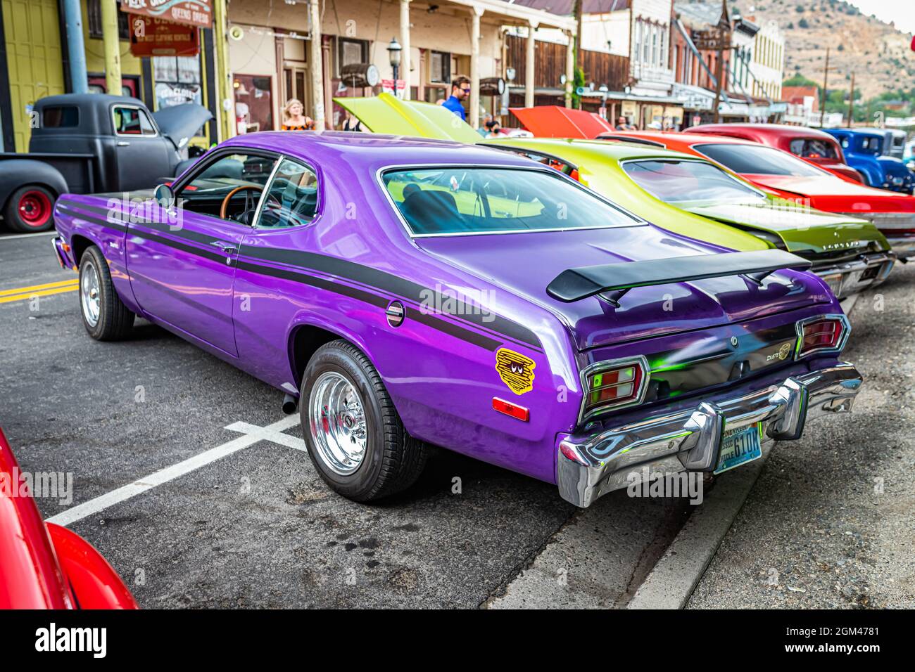 Virginia City, NV - July 30, 2021: 1976 Plymouth Duster Twister Edition at a local car show. Stock Photo