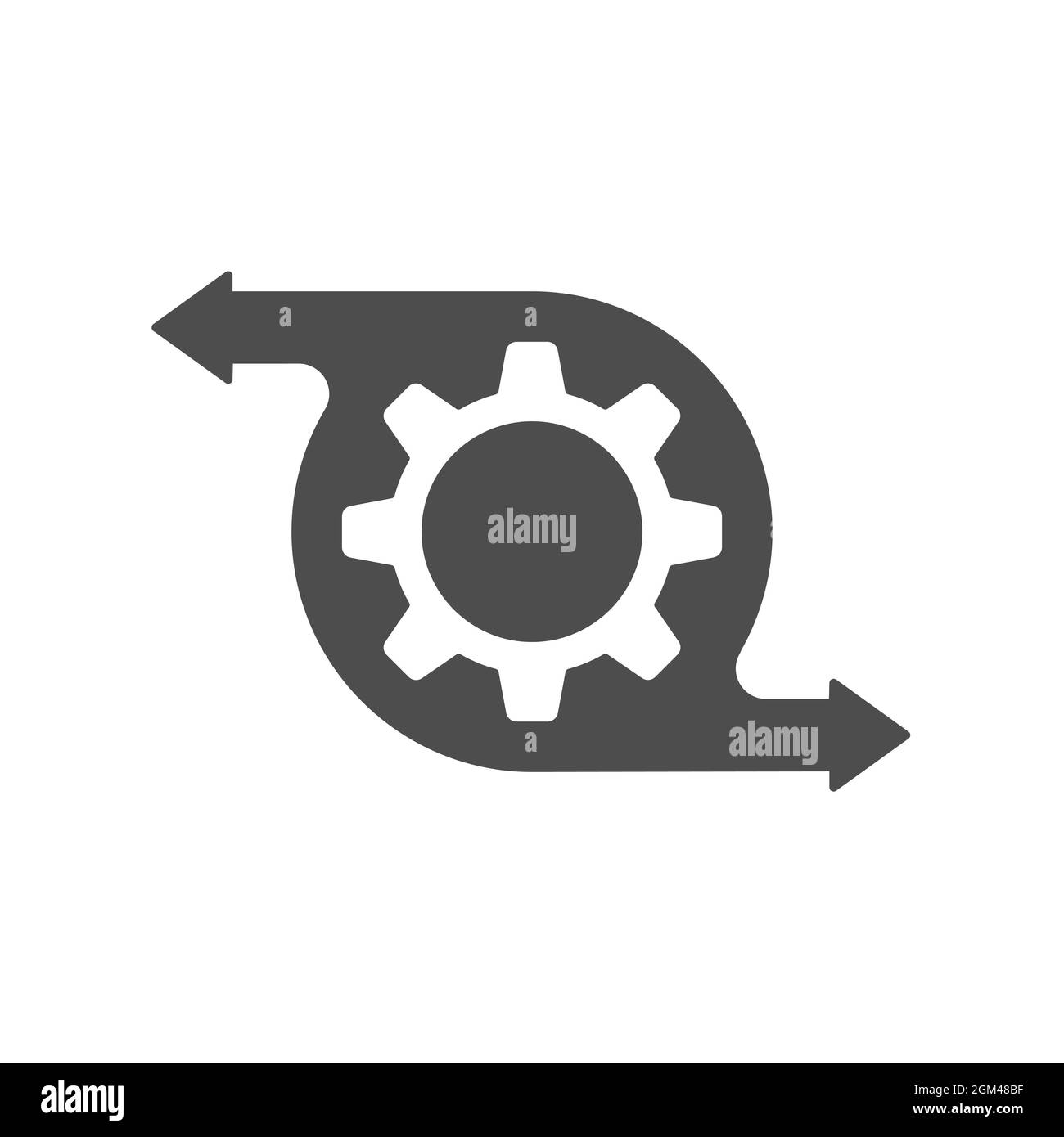 icon of the management or optimization process. The gear icon with directional arrows. Stock vector illustration. Stock Vector