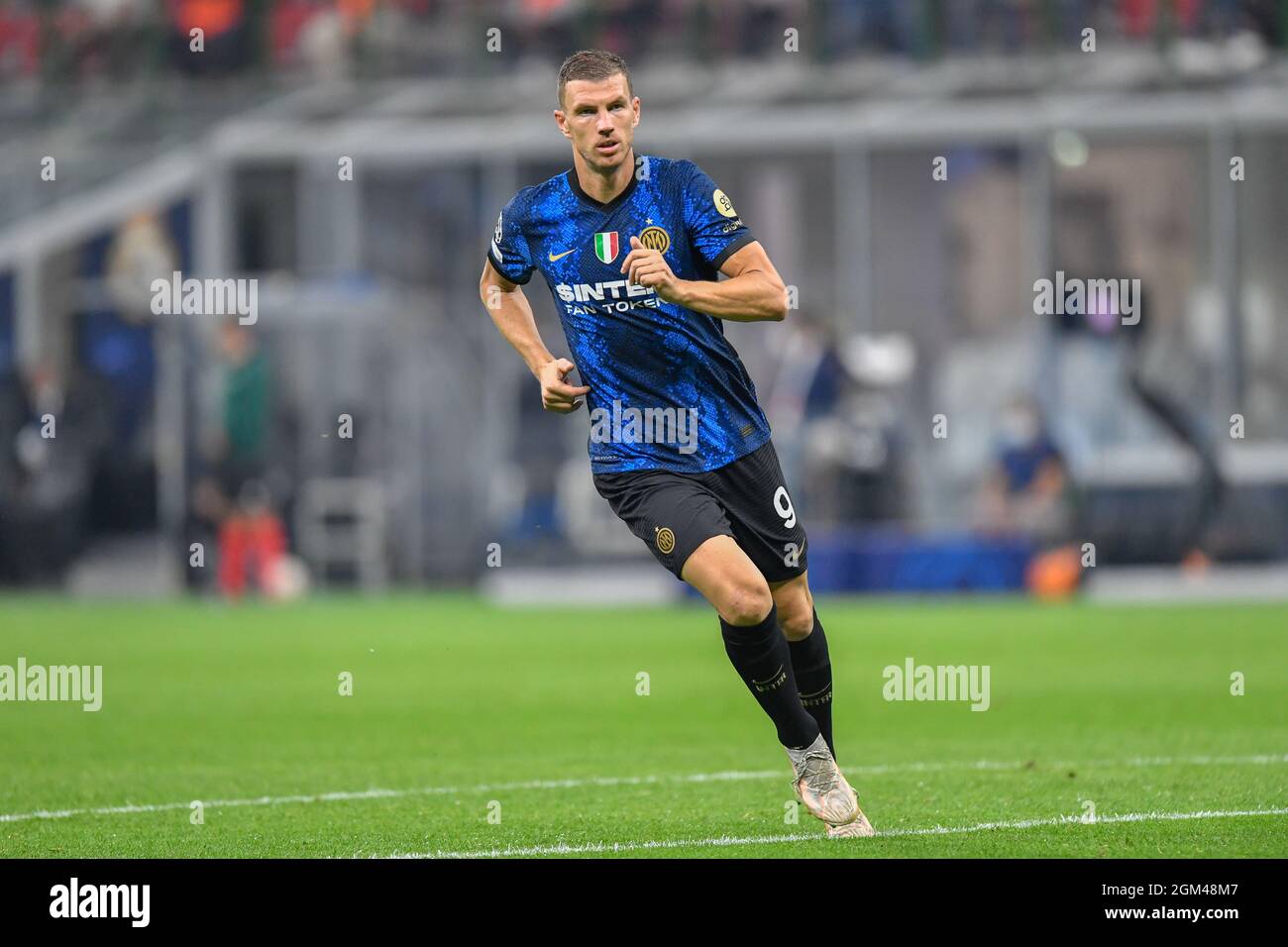 Milano, Italy. 15th Sep, 2021. Former player Diego Milito, commentator for  Amazon Prime television, looks on during the Uefa Champions League group D  football match between FC Internazionale and Real Madrid at