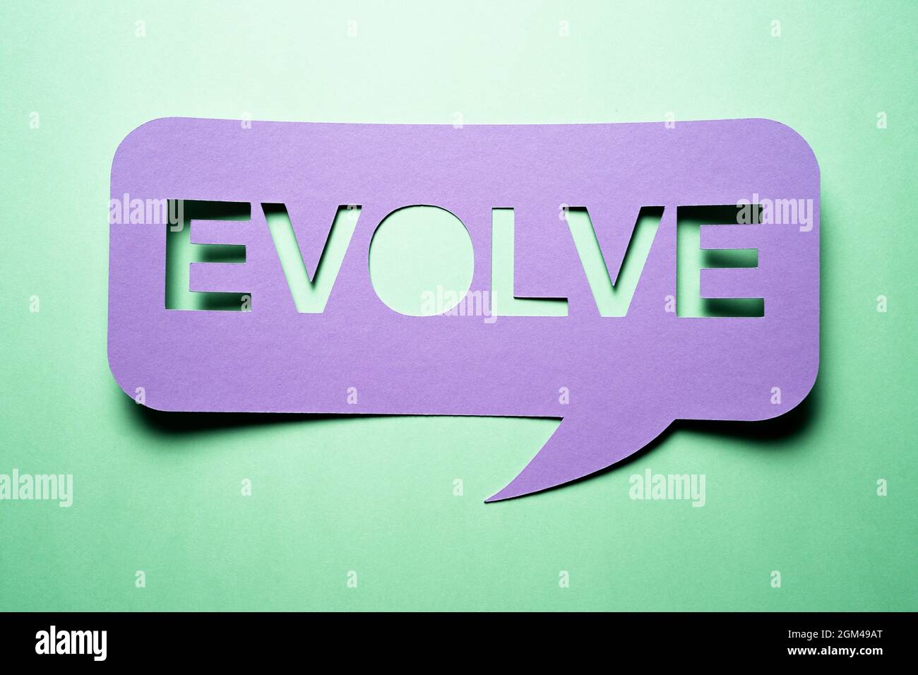 Evolve Business, Change, Rethink And Innovate Speech Bubble Stock Photo
