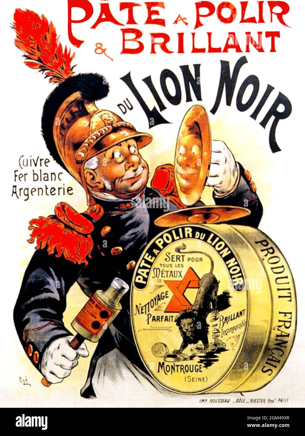 Click-On-Vintage French shoe polish poster - 'Lion Noir' Stock Photo