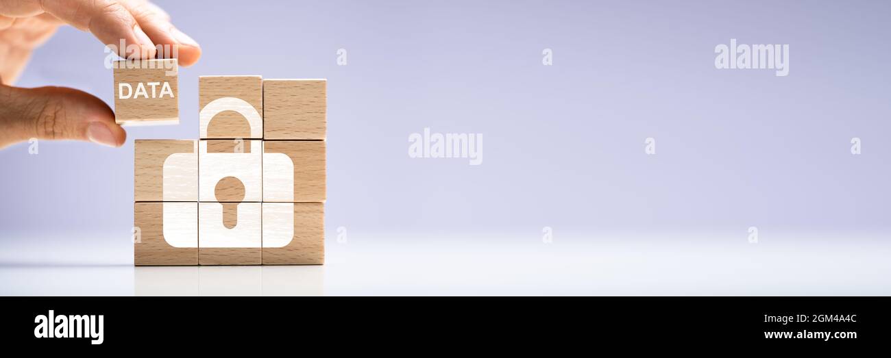 Your Online Privacy And Data Protection. Person Blocks Data Stock Photo