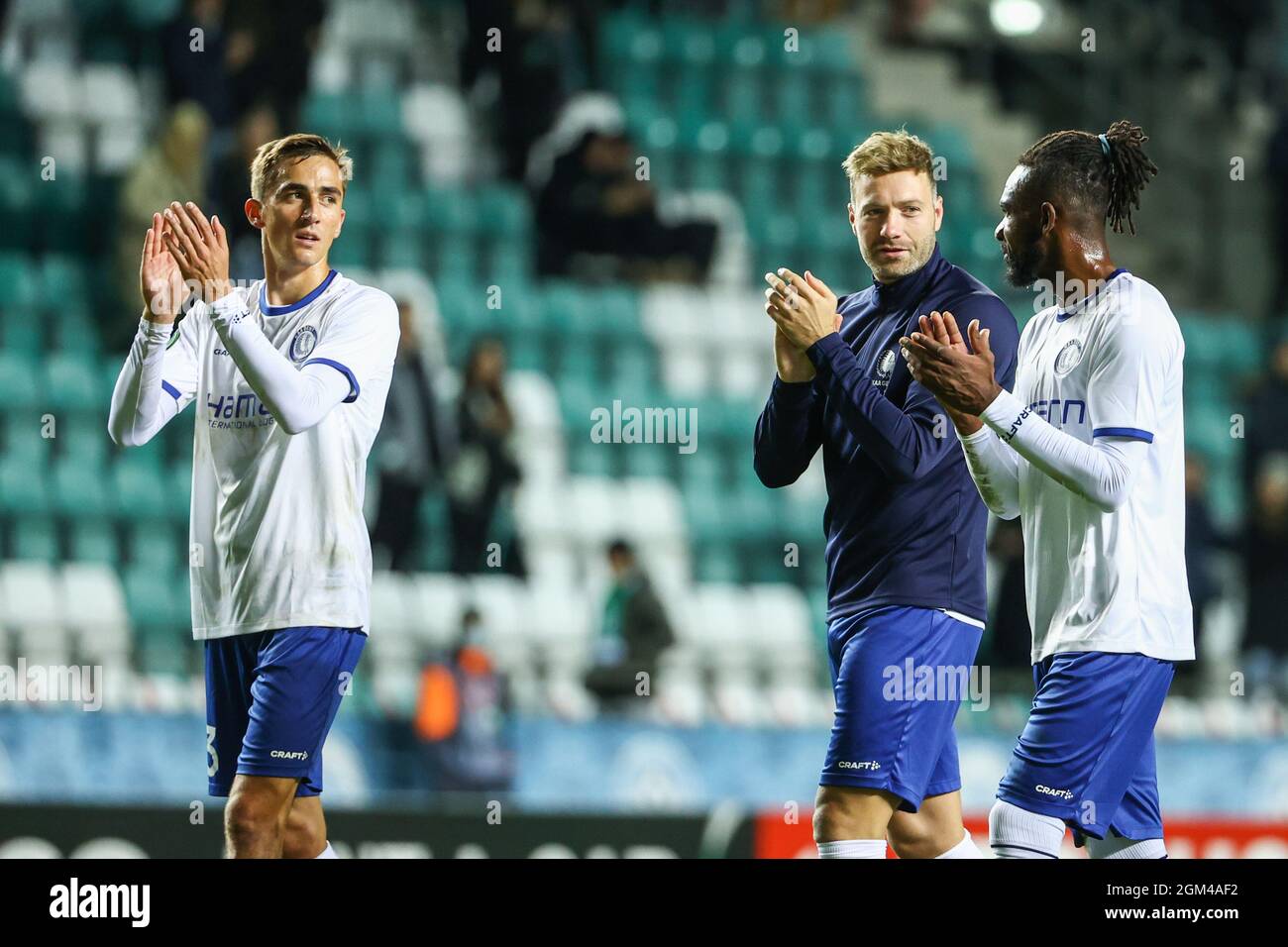 Gent's players greet the public after winning a soccer game between Estonian FC Flora Tallinn and Belgian KAA Gent, Thursday 16 September 2021 in Tall Stock Photo