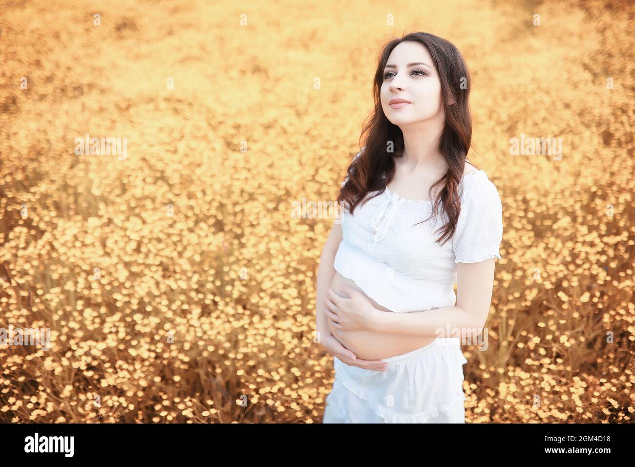 Pregnant woman in nature for a walk in the autumn Stock Photo - Alamy