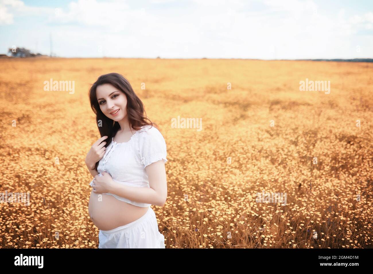Pregnant woman in nature for a walk in the autumn Stock Photo - Alamy