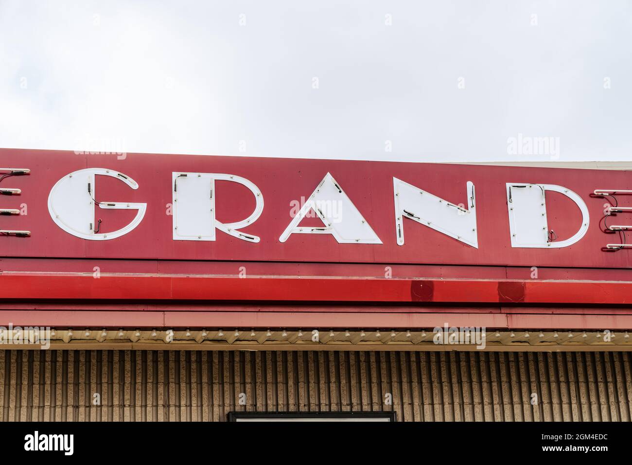 Bismarck, North Dakota August 27, 2021 Sign for the Grand Movie
