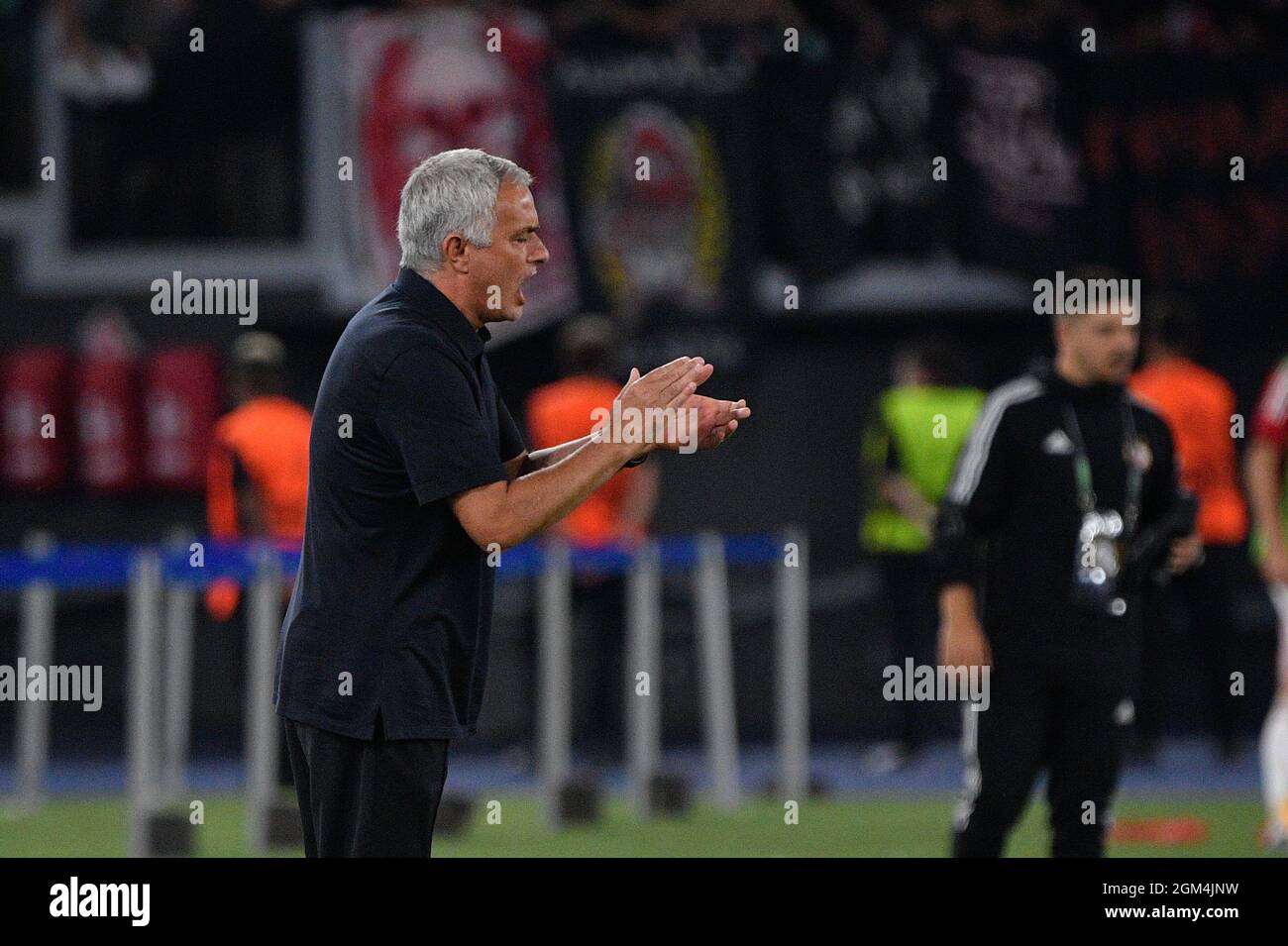 Jose’ Mourinho coach of AS Roma during the UEFA Europa Conference League football match between AS Roma and CSKA Sofia at The Olympic Stadium in Rome on September 16, 2021 Stock Photo