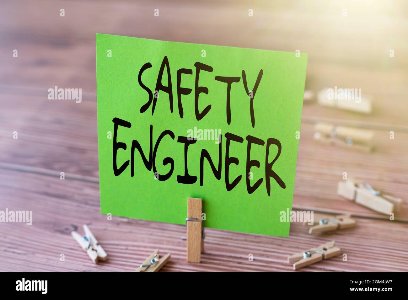 Hand writing sign Safety Engineer. Concept meaning person who inspects