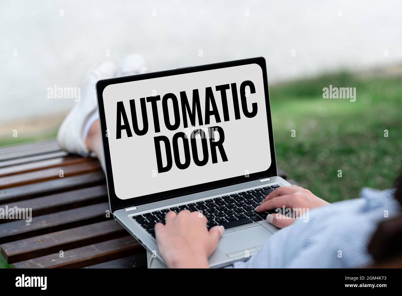 Sign displaying Automatic Door. Business idea opens automatically when