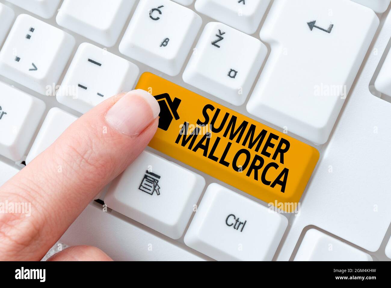 Handwriting text Summer Mallorca. Word Written on Spending the holiday season in the Balearic islands of Spain Creating New Typing Game Concept Stock Photo