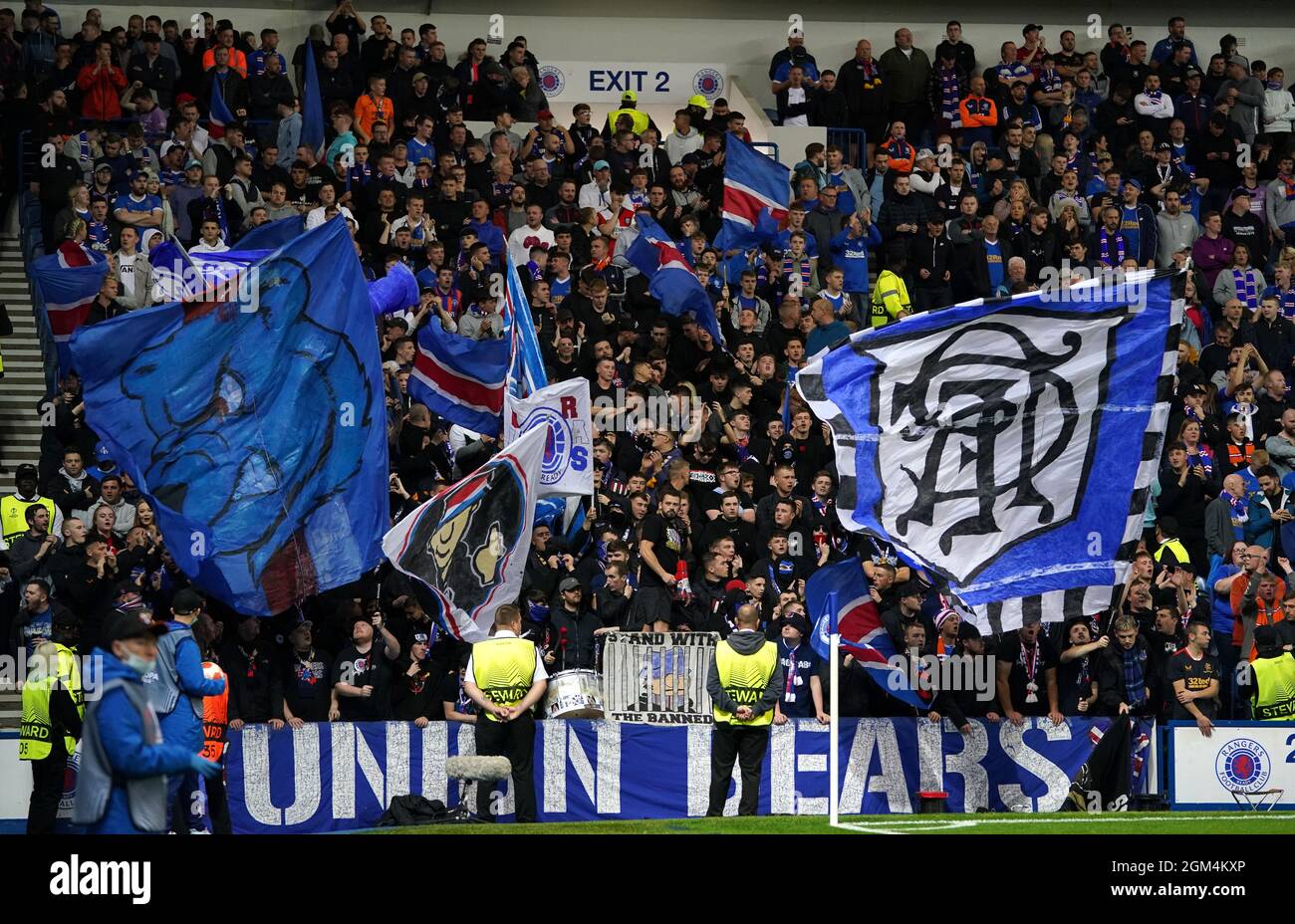 Rangers Fans In The Stands Before The Uefa Europa League Group A Match At Ibrox Stadium Glasgow Picture Date Thursday September 16 2021 Stock Photo Alamy