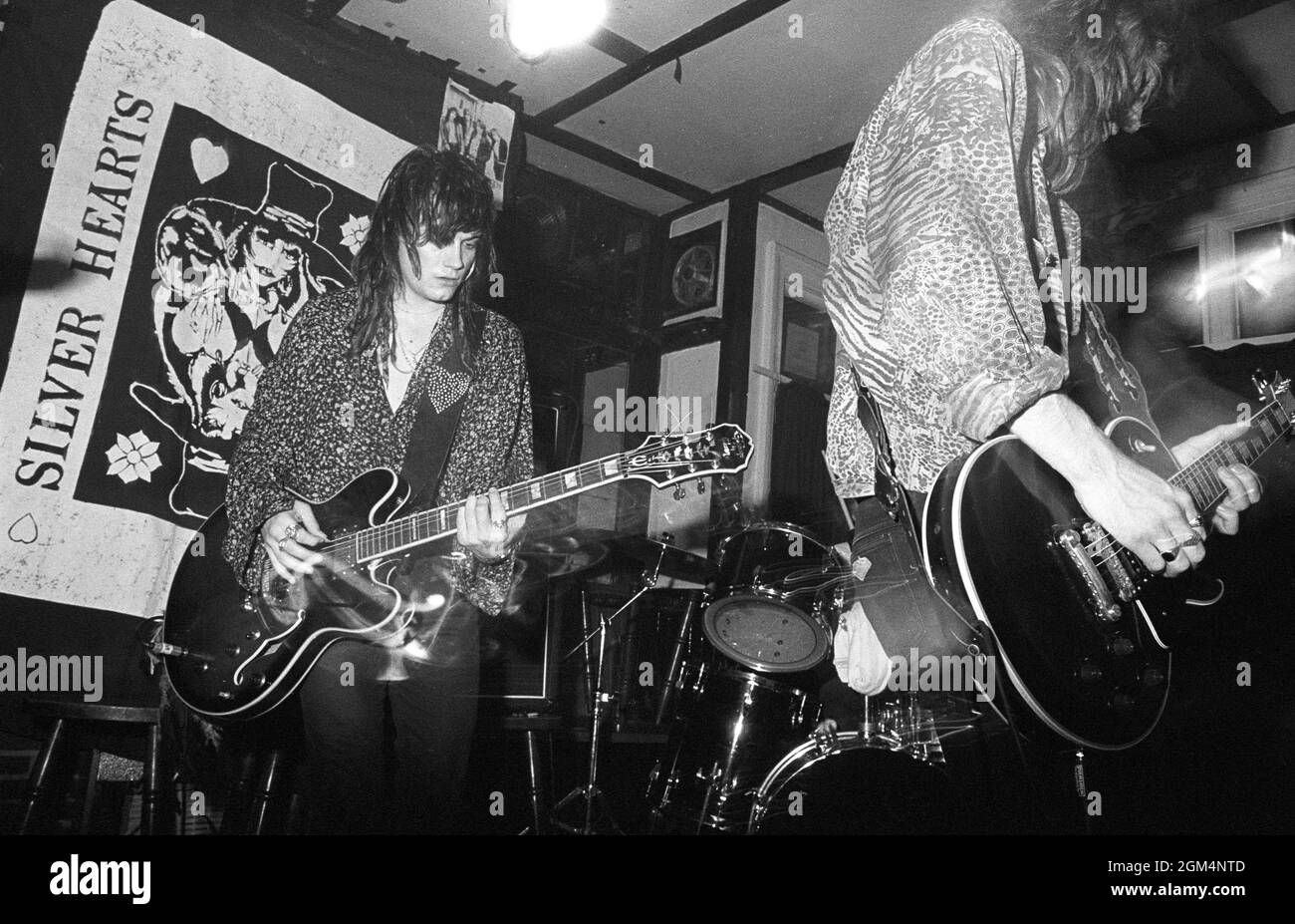 Last Great Dreamers, then known as Silver Hearts, performing at the Wheatsheaf, Dunstable, UK, in 1990. Stock Photo