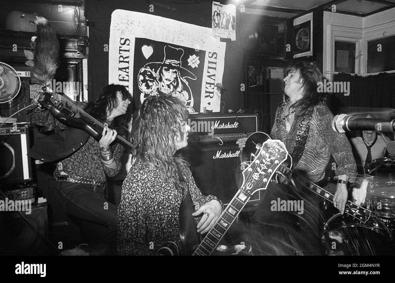 Last Great Dreamers, then known as Silver Hearts, performing at the Wheatsheaf, Dunstable, UK, in 1990. Stock Photo