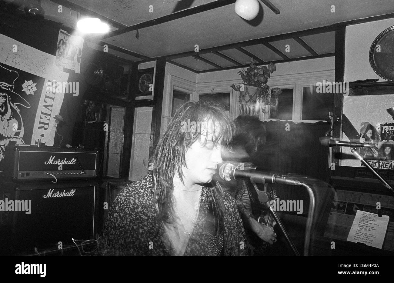 Last Great Dreamers, then known as Silver Hearts, performing at the Wheatsheaf, Dunstable, UK, in 1990. Stock Photo